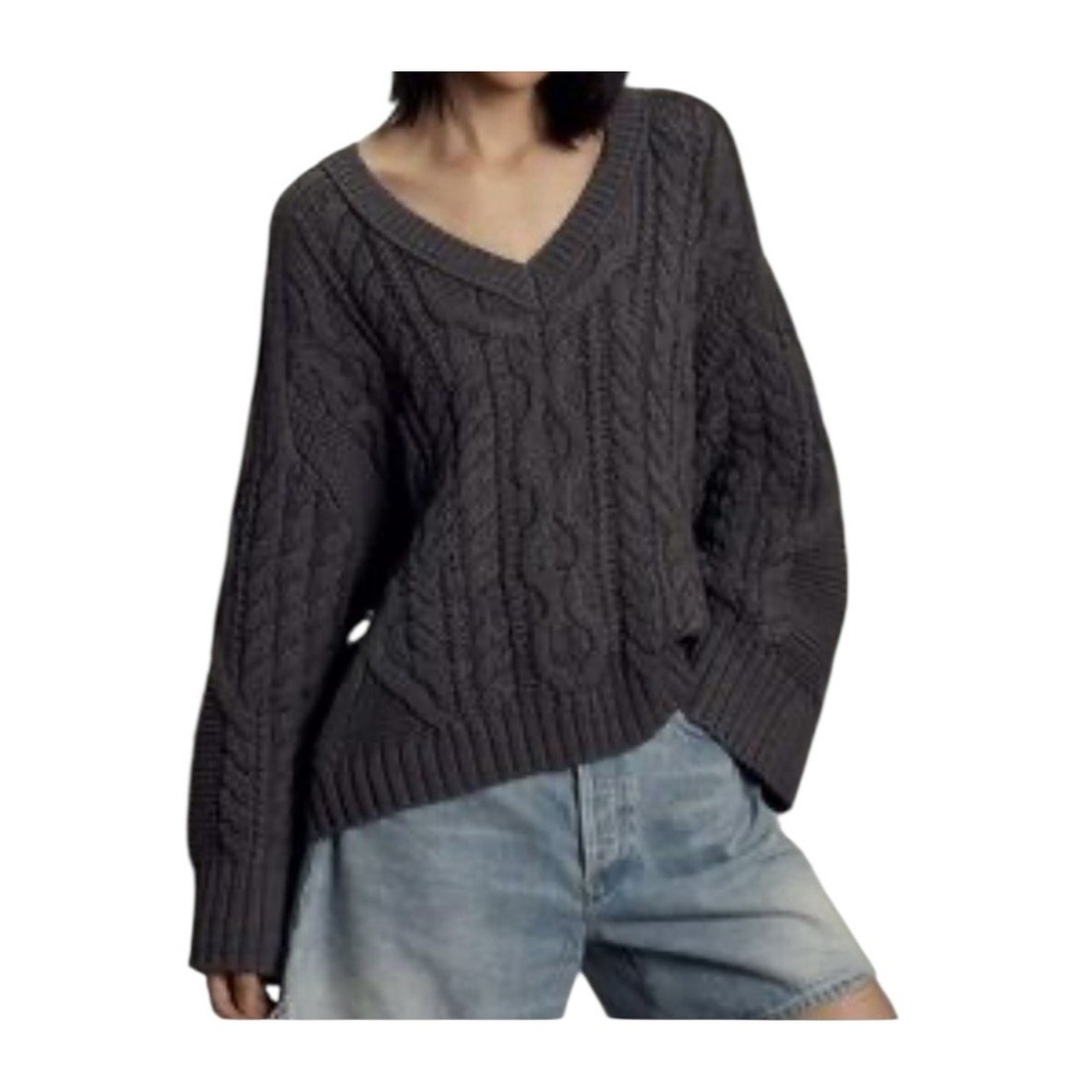 New Maeve‎ Anthropologie Wide Sleeve Chunky top Cable Knit Sweater Size 2XS
